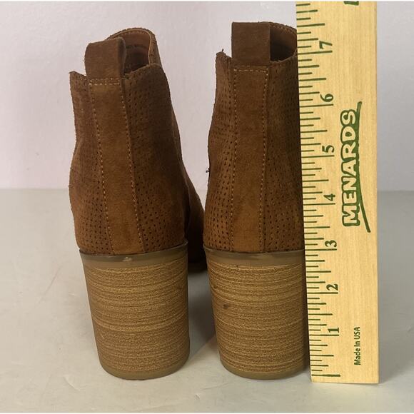 Universal Thread Charlee Ankle Booties Sz 8.5 Cognac Faux Suede Cut Out Open Toe - Picture 5 of 8